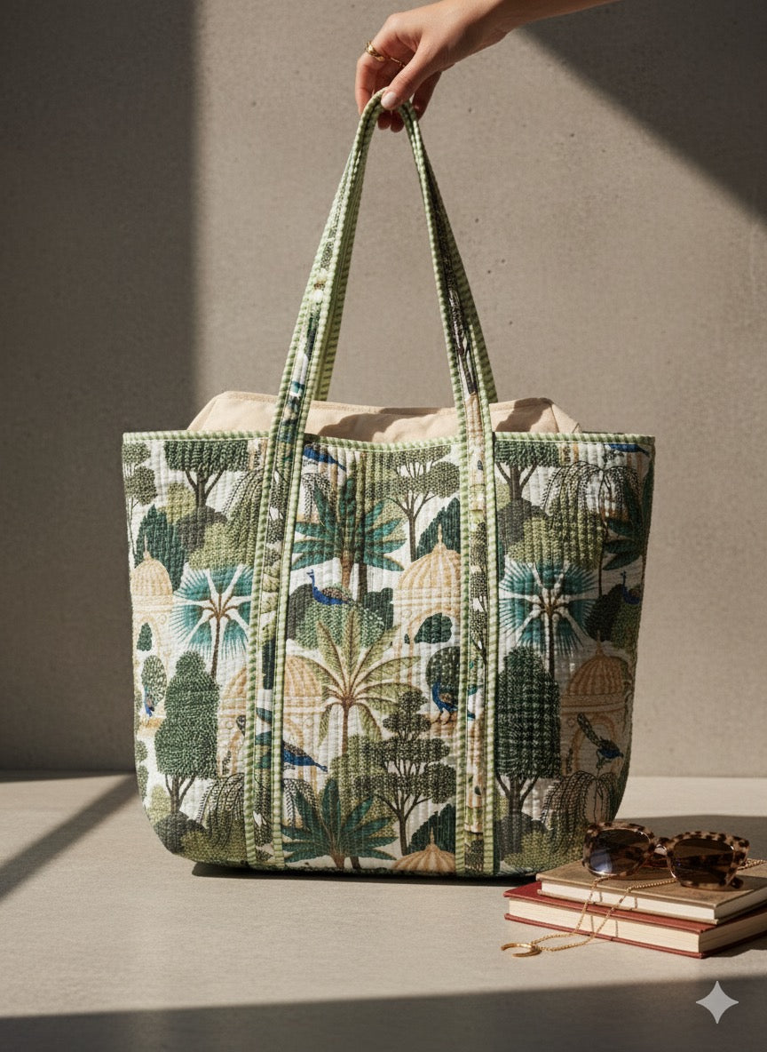 Reversible Block Print Tote Bags
