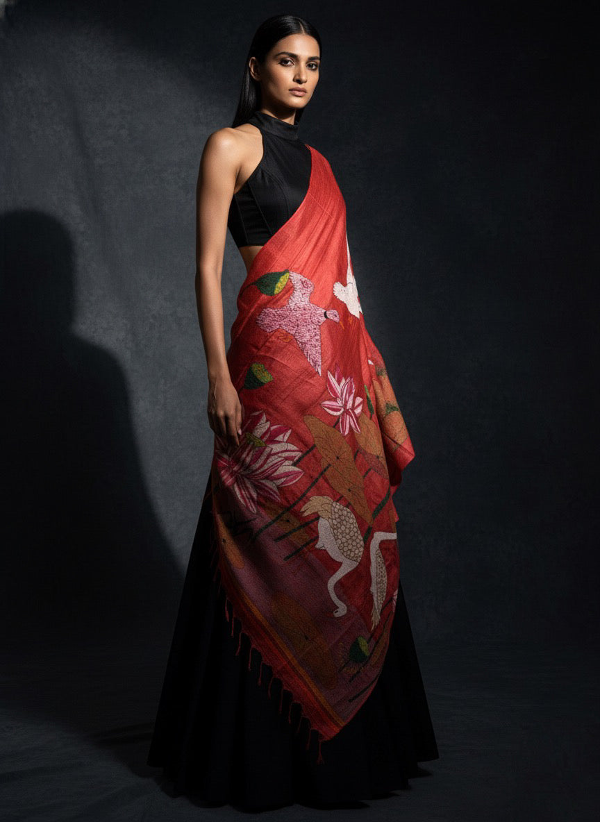 Geese, Cranes, Lotus: Scarlet