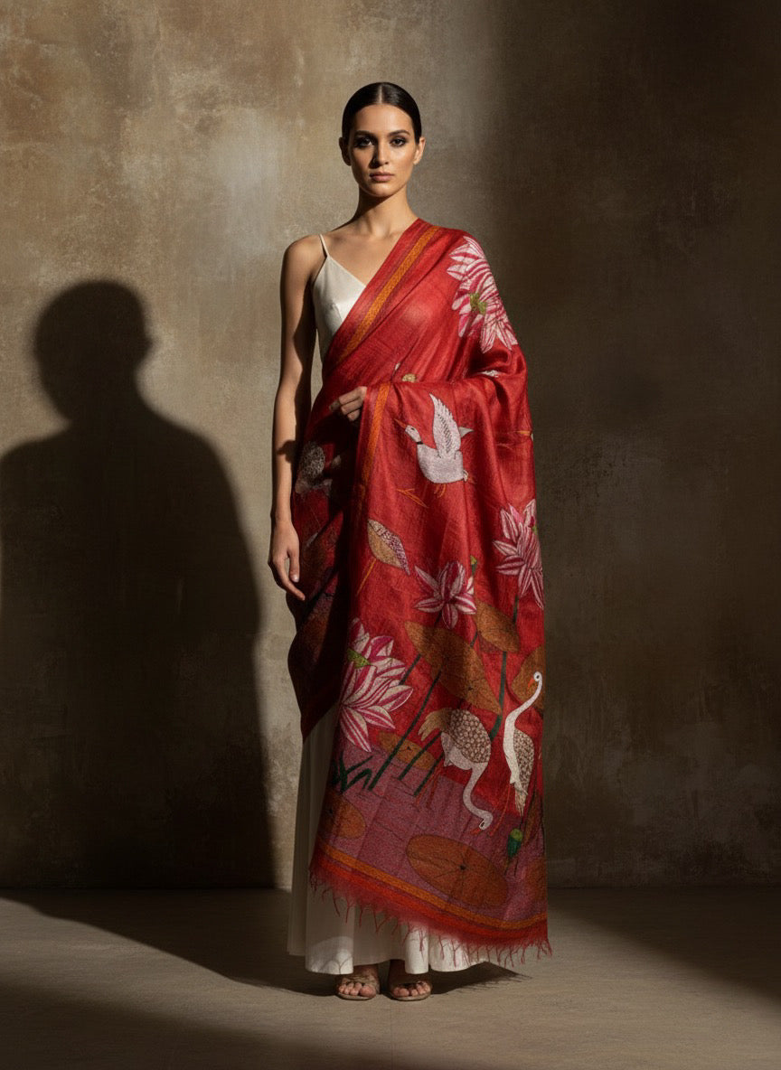 Geese, Cranes, Lotus: Scarlet