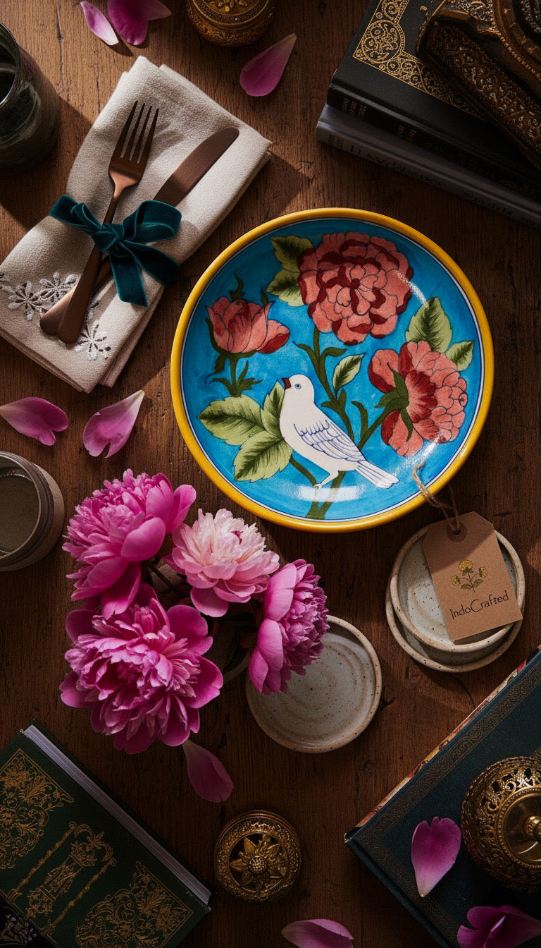 Peonies & Pigeon Plate: Small