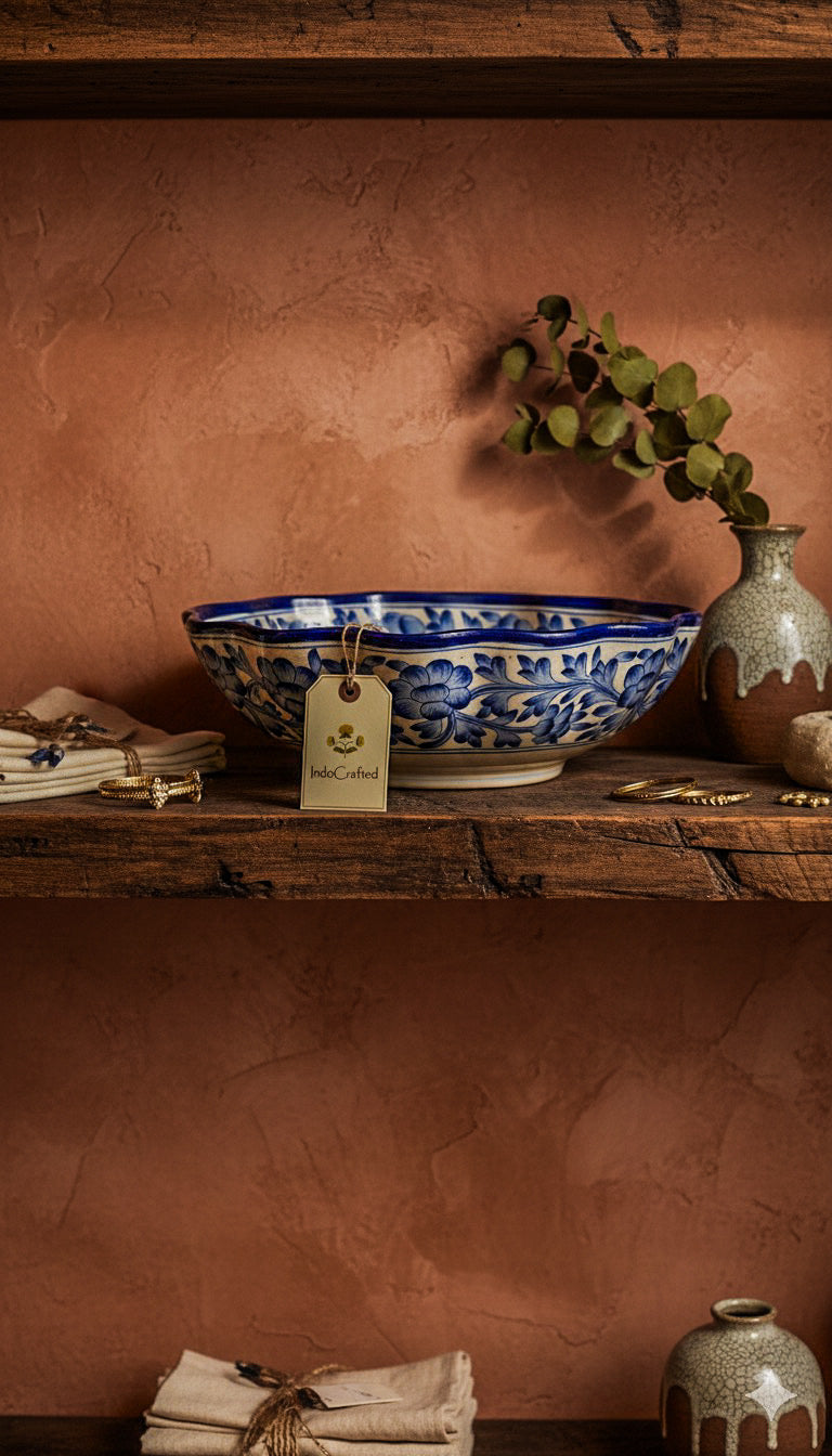 Bagru Blue Bowl: Large