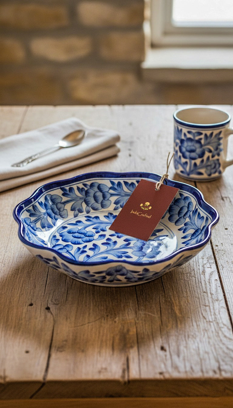 Bagru Blue Bowl: Large